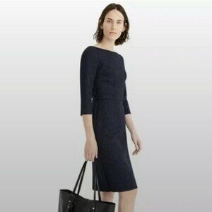 J. Crew Petite Black Boatneck Matelasse Sheath Dress NWOT